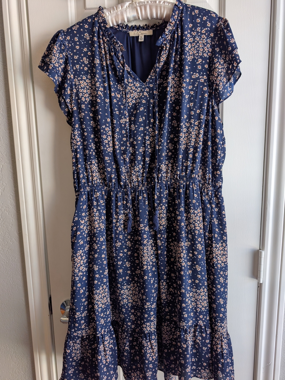 Women's Navy Mini Dress with Pink Floral Print